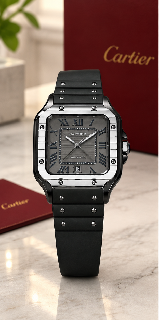 Montre Automatique Homme – Noir &amp; Argent