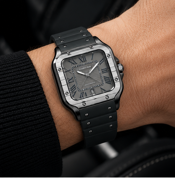 Montre Automatique Homme – Noir &amp; Argent