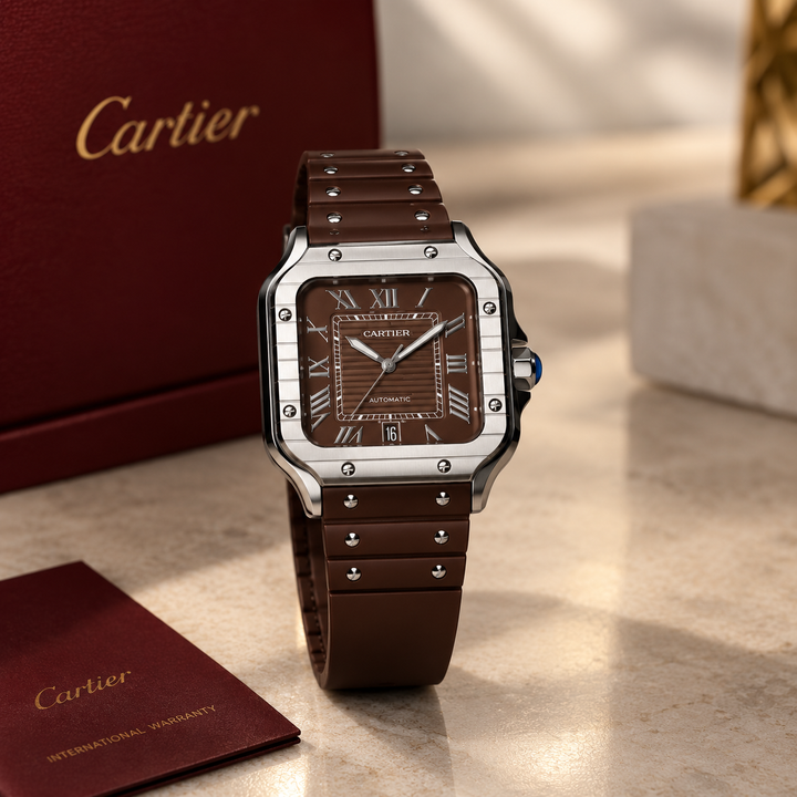 Montre Automatique Homme – Marron &amp; Argent