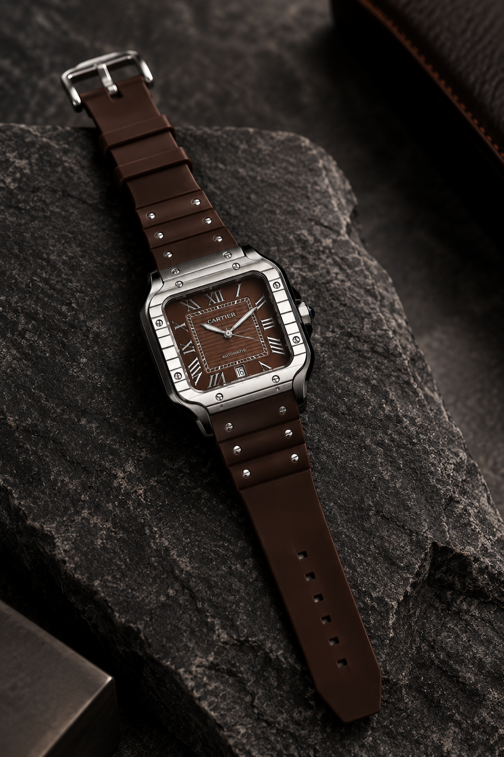 Montre Automatique Homme – Marron &amp; Argent
