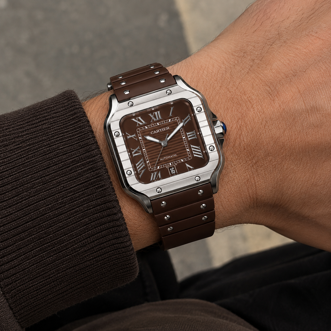 Montre Automatique Homme – Marron &amp; Argent