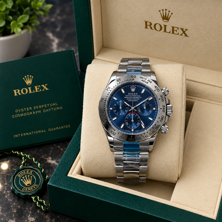 Montre Chronographe Homme – Cadran Bleu &amp; Bracelet Acier