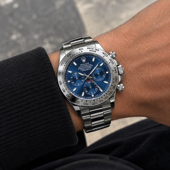Montre Chronographe Homme – Cadran Bleu &amp; Bracelet Acier