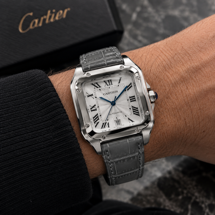 Montre Homme Élégante – Bracelet en Cuir Gris