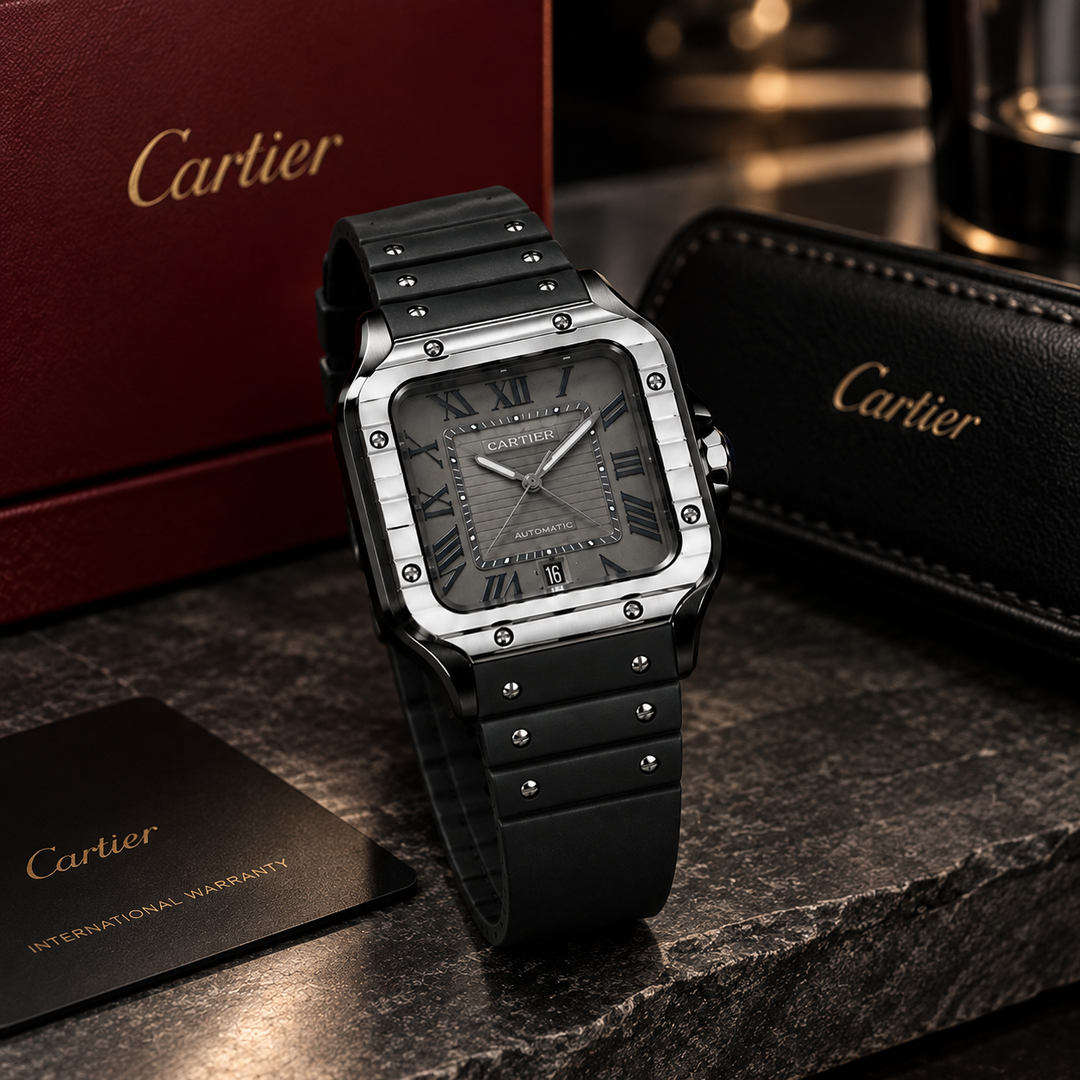 Montre Automatique Homme – Noir &amp; Argent