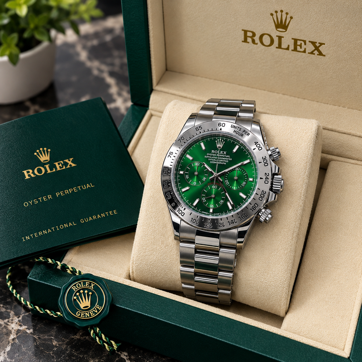 Montre Homme Chronographe – Cadran Vert &amp; Bracelet Acier