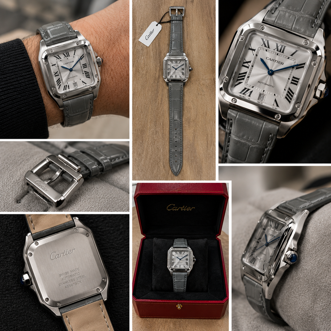Montre Homme Élégante – Bracelet en Cuir Gris