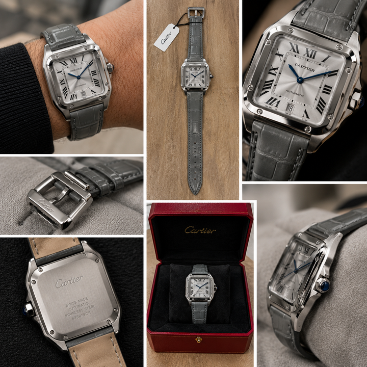 Montre Homme Élégante – Bracelet en Cuir Gris